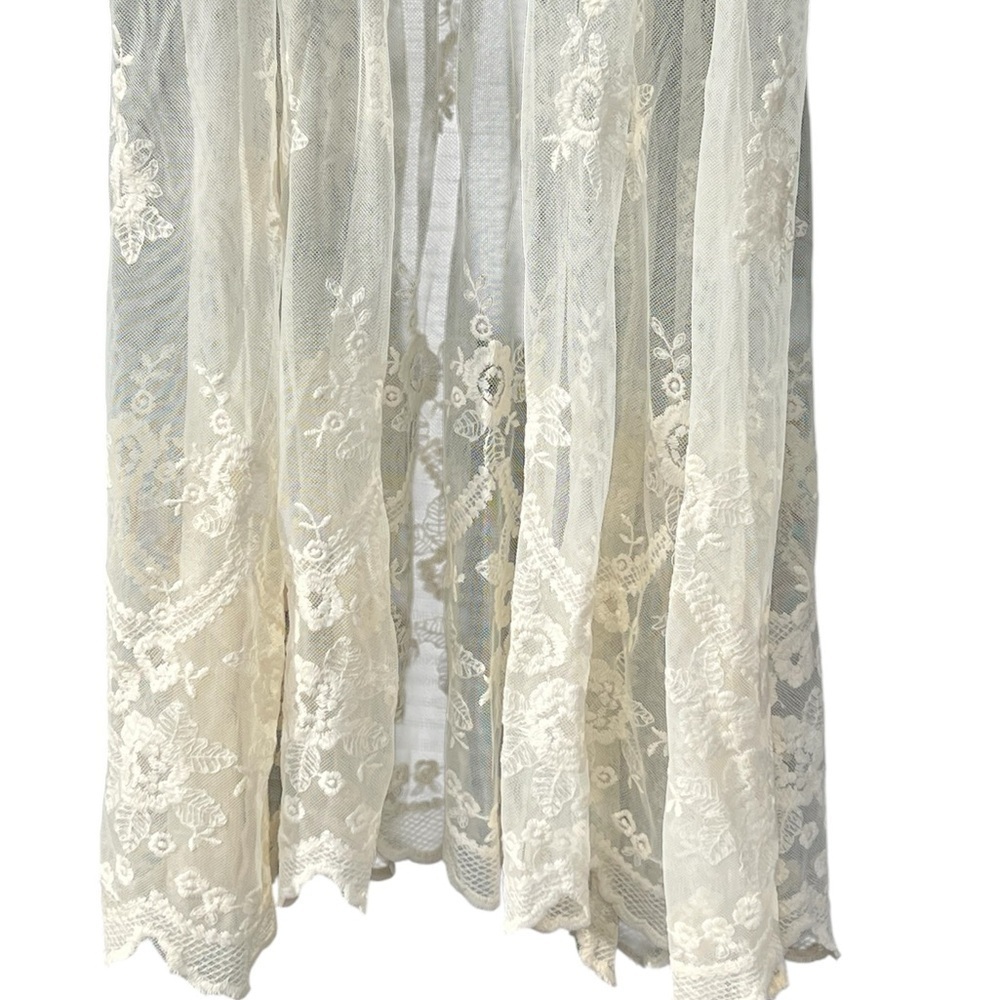 Acemi cream lace and fringe open front sleeveless gilet kimono boho festival - Picture 9 of 12